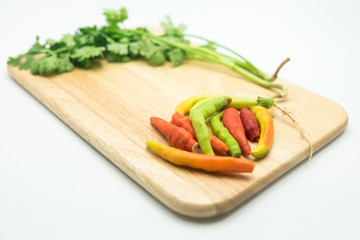parsley and garlic and chilli on the wood tray