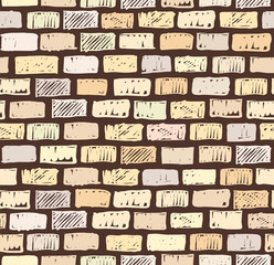 Brick wall on dark seamless pattern drawing 