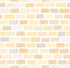 Fototapeta premium Brick wall light seamless pattern drawing 