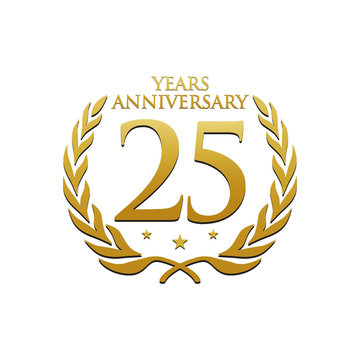 Simple Wreath Anniversary Gold Logo 25