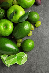 Fruits on dark grey background