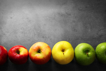 Apples on dark grey background