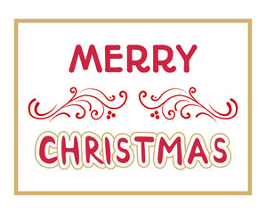 Vector Merry Christmas card with Christmas lettering, handmade calligraphy