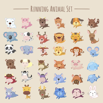 adorable running animals collection