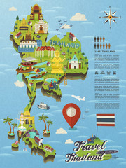 Naklejka premium Thailand travel map