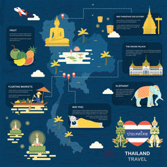Obraz premium Thailand travel map