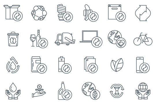 Recycling icon set
