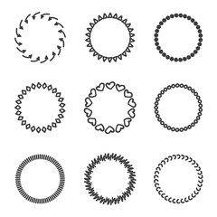 Set of hand drawn frames isolated on white background.