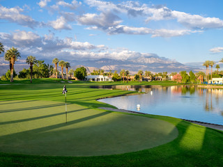 Golf course and water feature in Palm Desert California. 