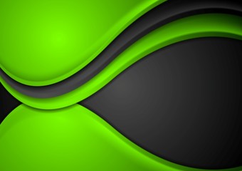 Green black abstract wavy background