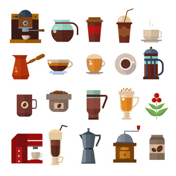 Coffee symbols set. cup vector icons