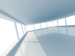 Fototapeta premium Abstract White Empty Room With Big Windows
