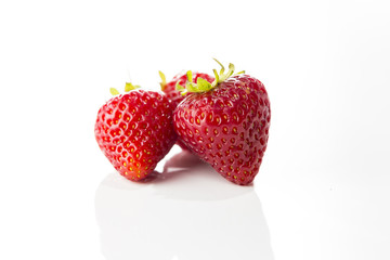 Fresh Strawberry Closeup on White Background