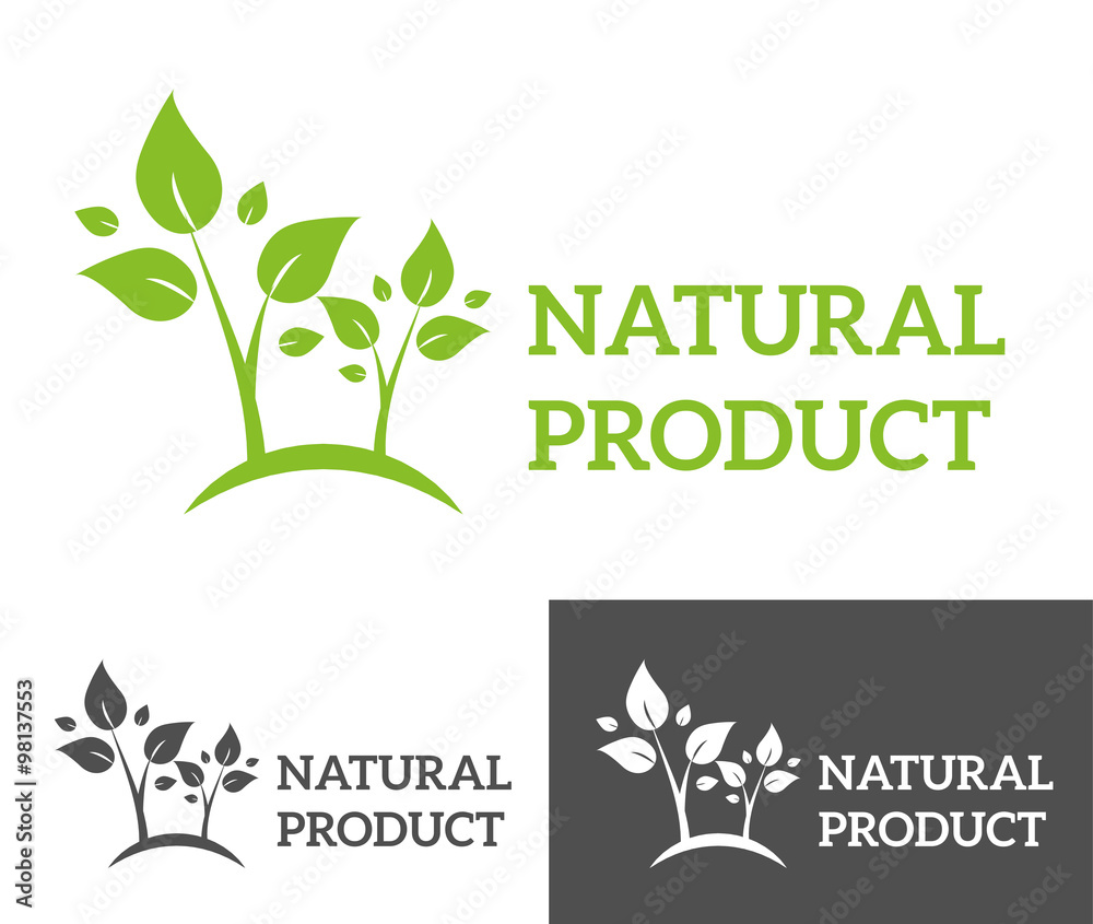 Wall mural Natural eco organic product label badge vector icon