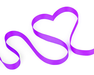 Purple ribbon shaping heart