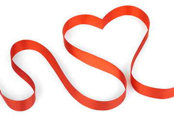 Red ribbon shaping heart