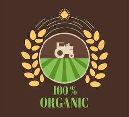 Natural eco organic product label badge vector icon