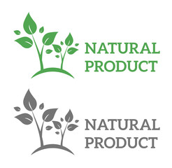 Natural eco organic product label badge vector icon