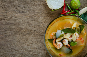 Tom yum Kung or Sour prawn soup,thai food