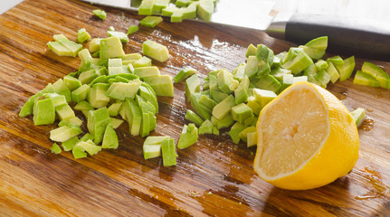 Choped avocado with lemon