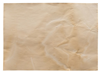 old paper on isolated white with clipping path.