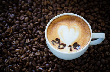 hot coffee with foam milk art 2016 pattern