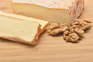 cheese on wooden board