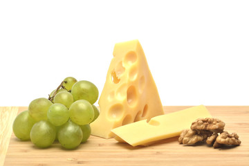 cheese on wooden board