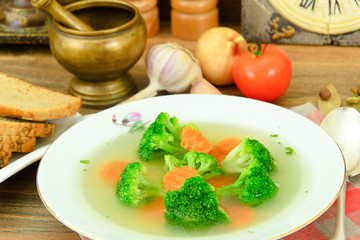 Broccoli and Carrots Soup. Diet Fitness Nutrition