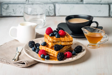 Fresh homemade brussels waffles