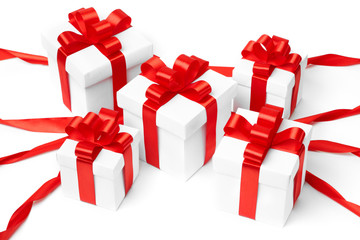 set of gift boxes with a tape