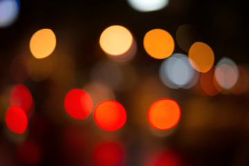 bokeh city lights on street