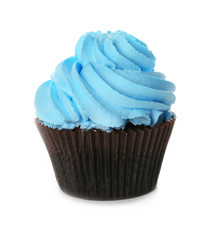 Delicious cupcake isolated on white background