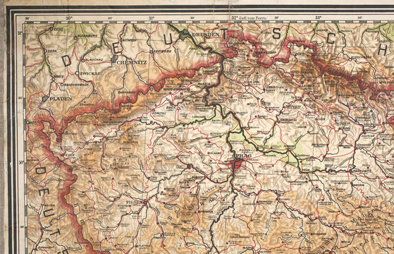 old map of czech republic from 1923