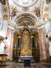 Fototapeta na wymiar Exquisite Interior of church, Wieskirche - Steingaden, Germany