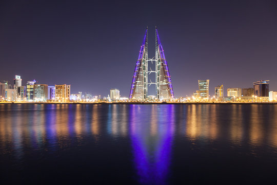 Skyline of Manama at night, Bahrain