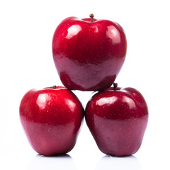 Fresh red apples on white background