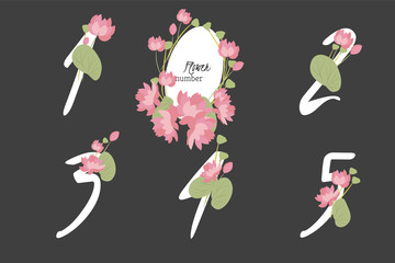 Floral lotus collection numbers in vintage color.