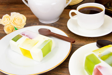 Diet Dessert: Fruit Jelly, Gelatin and Tea.