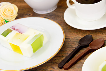 Diet Dessert: Fruit Jelly, Gelatin and Tea.