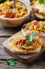 Vegeterian italian bruschetta with vegetables