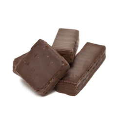 chocolate waffle bar isolated on white background