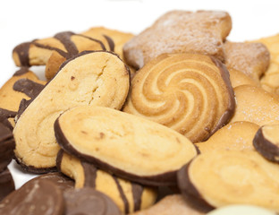 variety of sweet cookies on white background