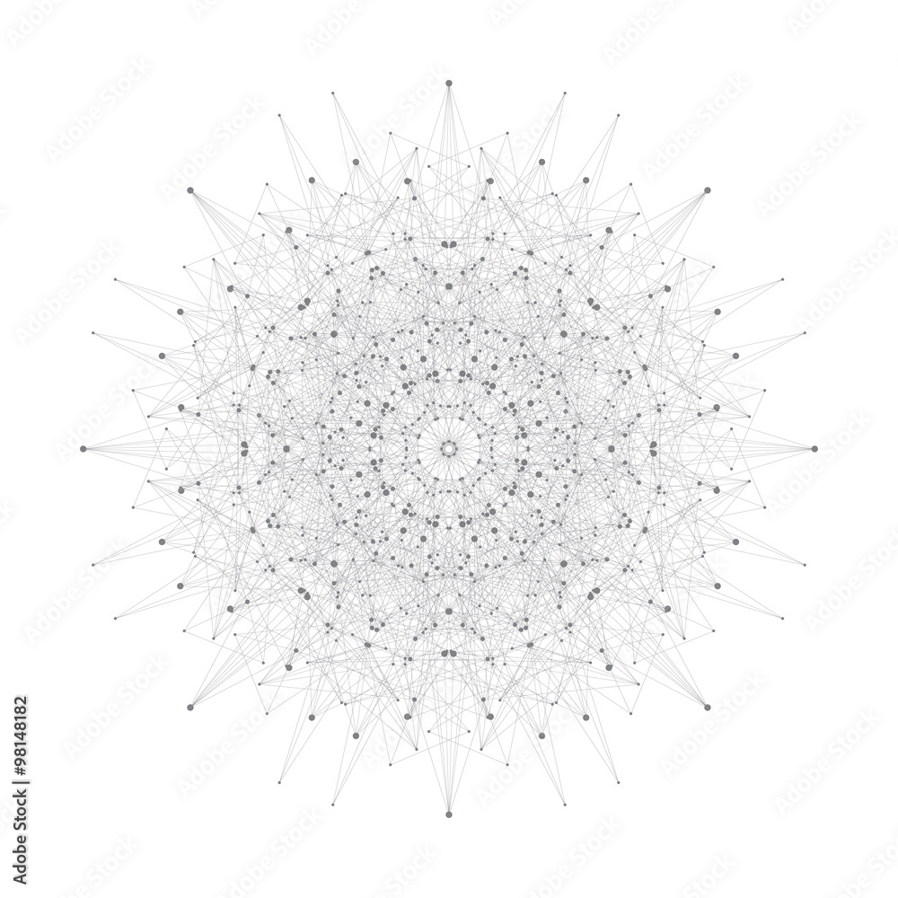 Poster geometric abstract form with connected lines and dots. vector illustration