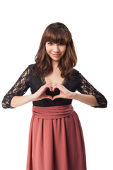 Fototapeta premium woman doing heart gesture