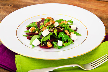 Arugula Salad, Boiled Beets, Cheese and Walnuts