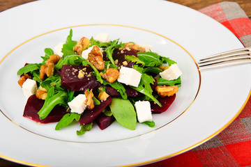 Arugula Salad, Boiled Beets, Cheese and Walnuts
