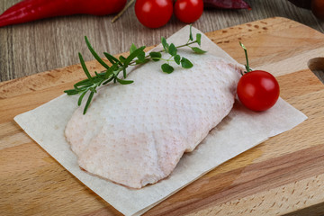 Raw duck breast