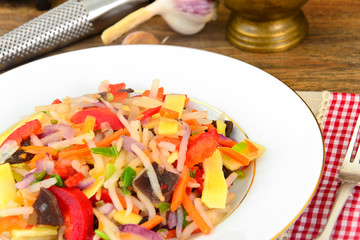 Juicy Vegetable Stew. Paprika, Peas, Carrots. Diet Food.