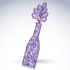 Celebration theme art symbol, stylish alcohol bottle with vector